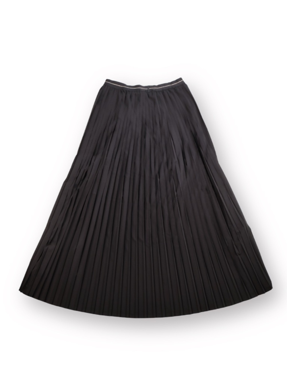 Aerie Black Pleated Maxi Skirt Medium Gold Trim Elastic Waist Flowy